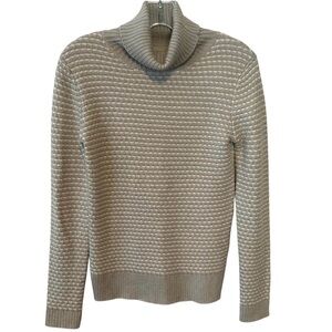 NWT J. Crew Factory Women's Grey and White Turtleneck‎ Sweater in Size XS